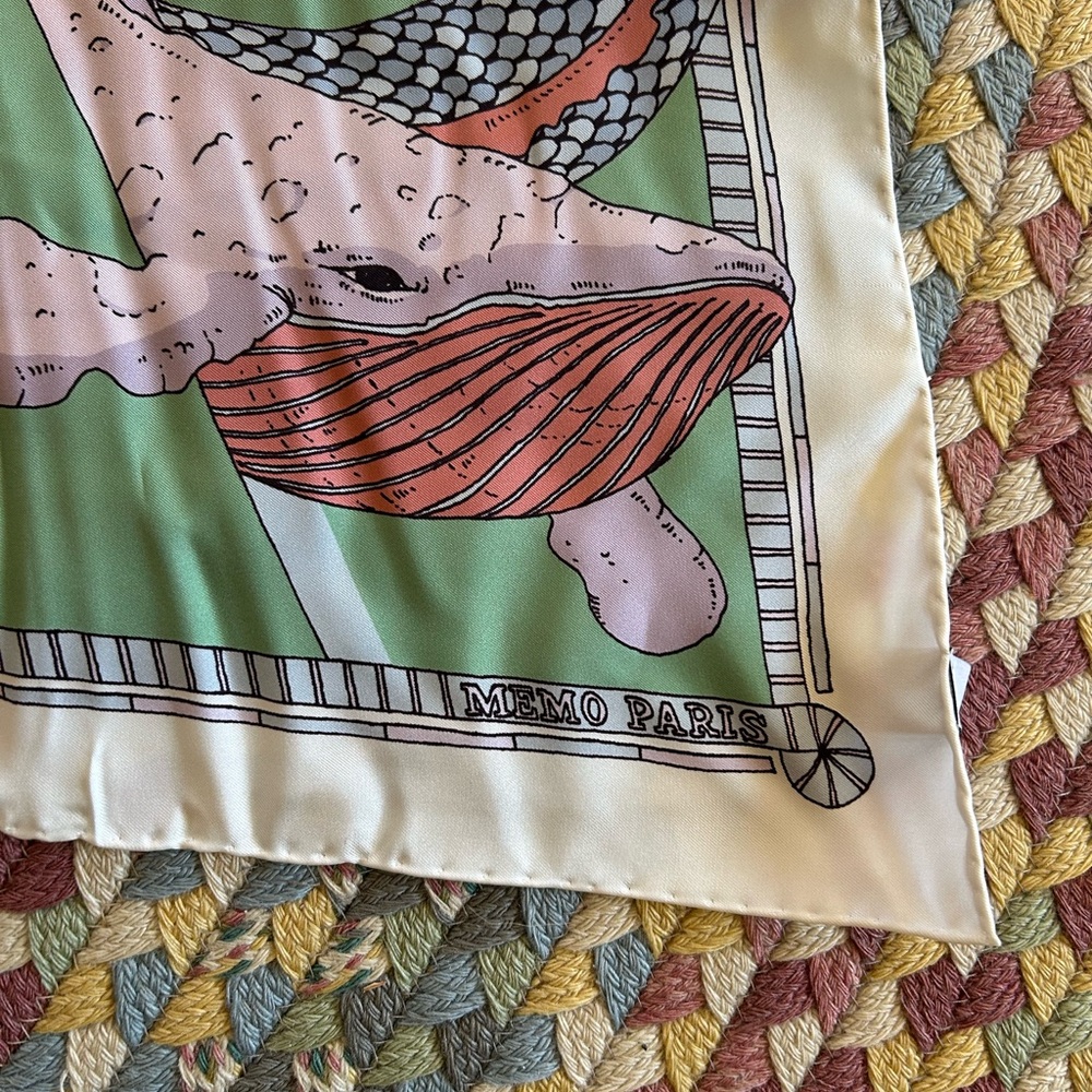 Memo Paris Green & Pink Silk Scarf